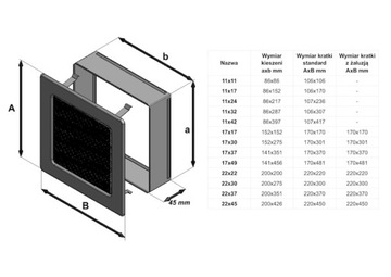 КАМИННАЯ РЕШЕТКА СО ШТОРКОЙ 17x17 ГРАФИТ СЕРЫЙ