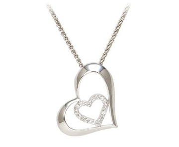 Серебряный Жезл. Кулон СЕРДЦЕ, кулон из циркония.