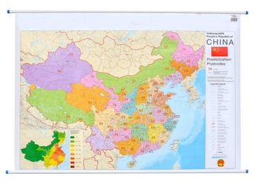 CHINY. MAPA ŚCIENNA KODOWA CHIN. KODY POCZTOWE. ST