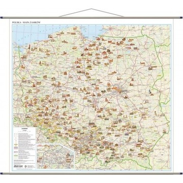 POLSKA 2024 MAPA ŚCIENNA ZAMKÓW 1:700 000 ZAMKI POLSKI RURKI PCV