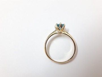Złoty pierścionek zaręczynowy z TOPAZEM blue 1.0ct