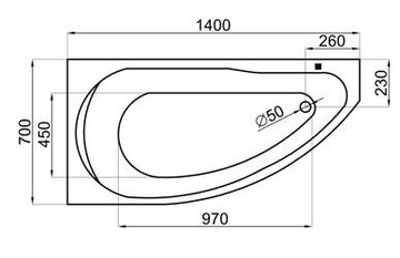 MIKI угловая ванна 140х70 см + сифон