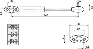 Пневматический газовый привод REJS для створок 120N