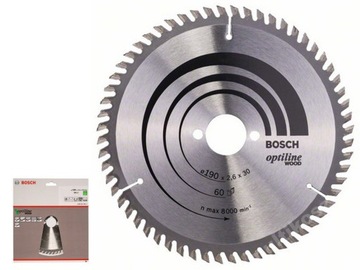 BOSCH Piła tarczowa do drewna Optiline 190x30 60z