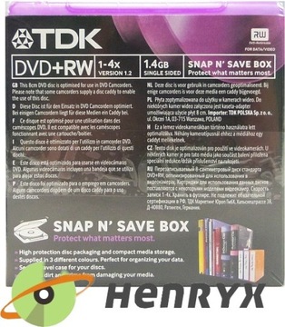 TDK Mini DVD+RW 10 шт. x4 BOX 1,4 ГБ 8 см для фотоаппаратов