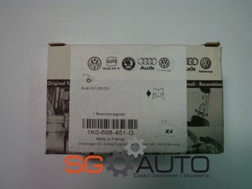 Колодки задние тормозные 1K0698451G SEAT VW AUDI SKODA