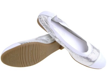 Tamaris balerinki 22131 biały, srebrny łuska 39