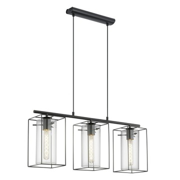 Nowoczesna czarna lampa wisząca do jadalni Eglo Loncino 3punkty światła E27