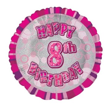 Balon Foliowy na 8 Urodziny Różowy Party 45cm