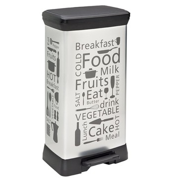 KOSZ NA ŚMIECI Z PEDAŁEM CURVER 50L KITCHEN SREBR.