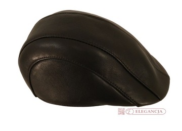 КОЖАНАЯ ШЛЯПА МУЖСКАЯ, ЧЕРНАЯ, ПЛОСКАЯ КЕПКА 58 НОВИНКА N1