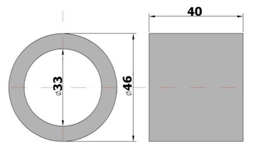 Tulejka plastikowa koła pługa wymiary: 33x46x40mm