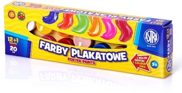 Astra Farby plakatowe 13 kolorów 20 ml 12+1 gratis