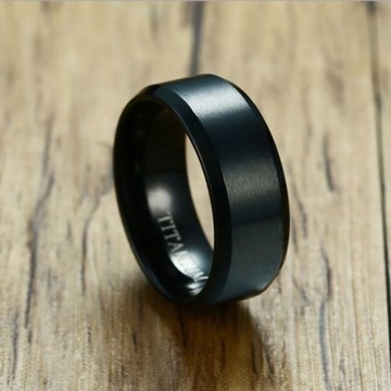 ЧЕРНОЕ ТИТАНОВОЕ ОБРУЧАЛЬНОЕ КОЛЬЦО, ТИТАН, размер 22, матовое