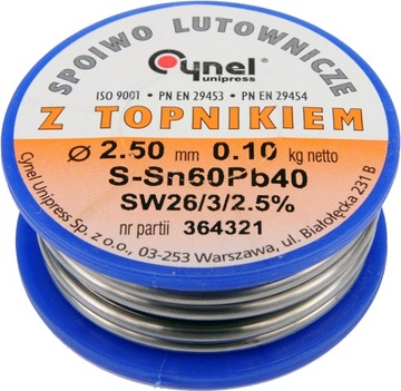 CYNA SPOIWO LUTOWNICZE TOPNIKIEM 2,50mm 100g CYNEL