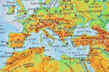 ŚWIAT MAPA ŚCIENNA POLITYCZNA/FIZYCZNA DWUSTRONNA