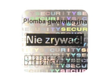 PLOMBY GWARANCYJNE STICKERY 20x20 HOLOGRAM 1000SZT TWÓJ NADRUK !