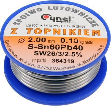 CYNA SPOIWO LUTOWNICZE TOPNIKIEM 2,00mm 100g CYNEL