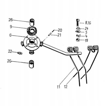 Palec przetrząsarki Deutz KH prawy 06229776