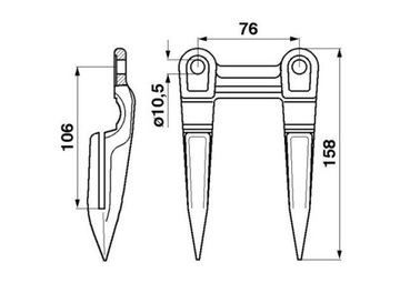 John Deere H61954 Z11298 Z11228 двойной байонетный штык