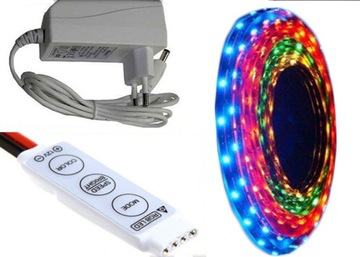 ZESTAW TAŚMA 300 RGB 1m 60 LED KOMPLET ZASILACZ