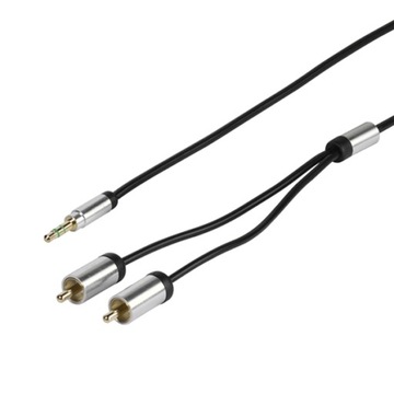 Kabel / Przewód Mały Jack 3,5mm - 2 x RCA 1,5m 24K OFC Metal Sklep Vivanco