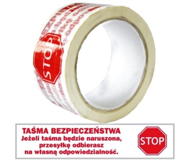 TAŚMA pakowa nadruk BEZPIECZEŃSTWA STOP !!! ŁÓDŹ