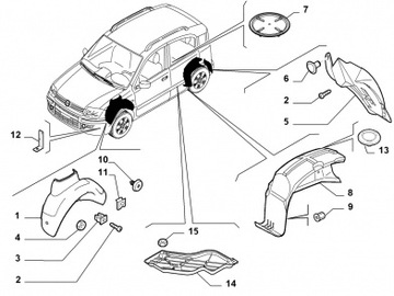 PLAST PODBĚH PRAVÝ ZADNÍ FIAT PANDA 100HP NOVÉ