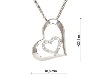 Серебряный Жезл. Кулон СЕРДЦЕ, кулон из циркония.