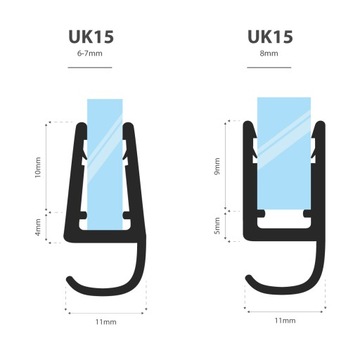 Уплотнитель для душевой кабины 110см 6 7 8 мм UK15