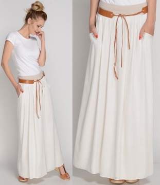 ЛЕТО воздушная длинная юбка MAXI BOHO BEIGE S, M, L