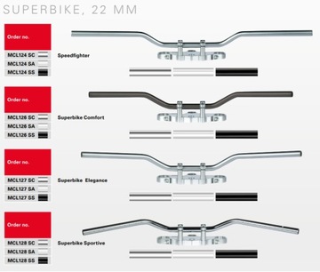 СТАЛЬНОЙ РУЛЬ TRW LUCAS 22 ММ SUPERBIKE CHROMO