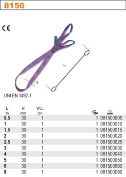 РЕМЕННЫЕ СТРОПЫ ПОЛИЭФИРНЫЕ 1Т 5М ROBUR 8150