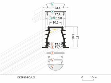 DEEP10 анодированный алюминиевый профиль для светодиодной ленты