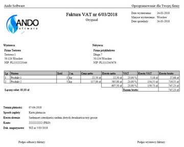 FV-Ando - программа выставления счетов, счета-фактуры НДС - ESD