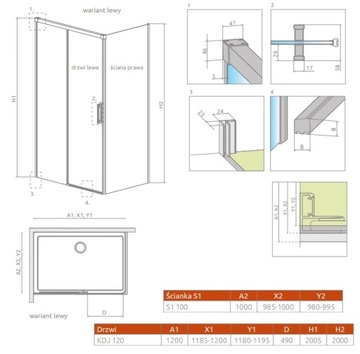 RADAWAY Idea KDJ Кабина 120x100 Левая прозрачная