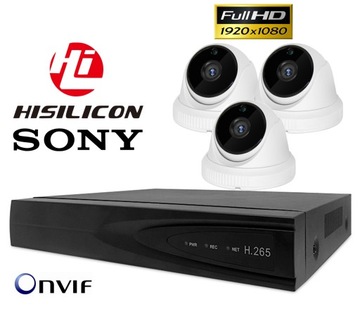 3x FULL HD SONY МОНИТОРИНГ H265+ NVR POE WDR IR