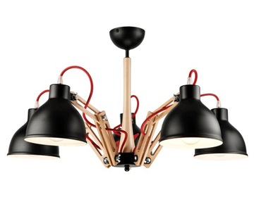 5 CZARNA LAMPA PAJĄK DREWNO NATURAL LOFT SKANDI