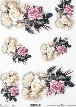 Papier do Decoupage ryżowy BUKIETY RÓŻ - R748