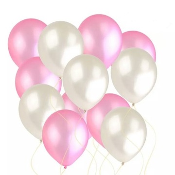 BALONY METALICZNE 100 szt. RÓŻOWE BIAŁE mix