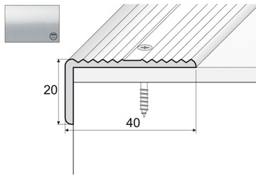 A33 Kątownik 20x40mm aluminiowy 180cm SREBRO