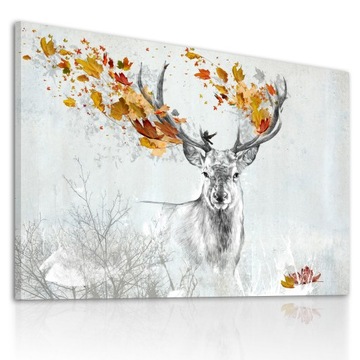 02265 Obraz na płótnie JELEŃ JESIENIĄ 100x70cm