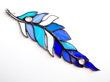 Витражный кулон Feather Leaf Перо с каплей