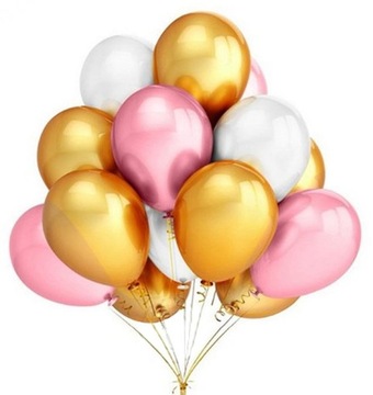 Balony złoty róż biały pastel duże mocne 50szt 055