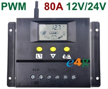 Контроллер солнечного контроллера 80A 12V/24V PWM LCD PV