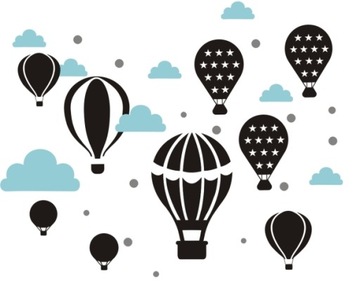 Naklejki na ścianę balony chmurki kropki grochy