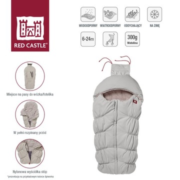 Red Castle - Śpiworek Zimowy Wodoodporny do Wózka 6-24m Footmuff Grey