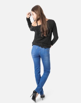 Spodnie Damskie Jeansy Niebieskie ze Streczem Dżinsy Wysoki Stan BS 108 cm