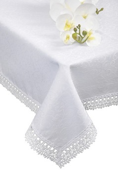 plamoodporny obrus gipiura FLORENCJA 180x140 biały