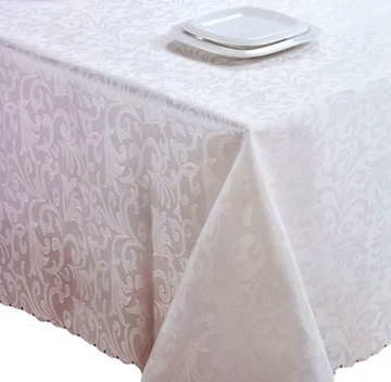 OBRUS PLAMOODPORNY 110x160cm biały, ecru ŚLICZNY!!